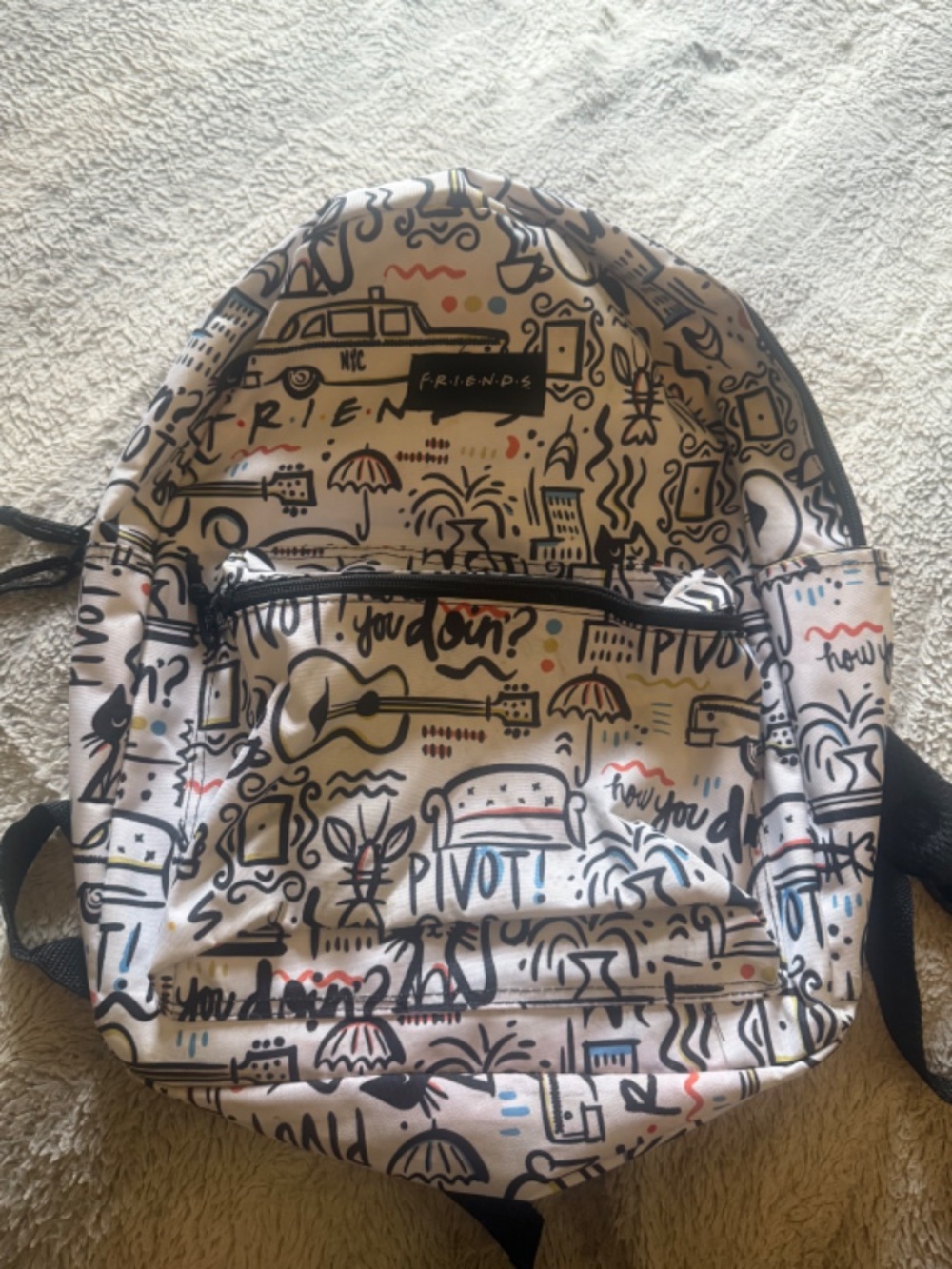 Friends‎ White Graphic Backpack